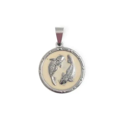 Dije Acero Medalla Zodiaco Piscis