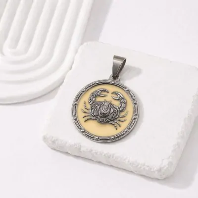 Dije Acero Medalla Zodiaco Cancer