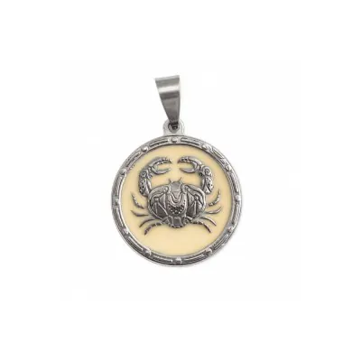 Dije Acero Medalla Zodiaco Cancer