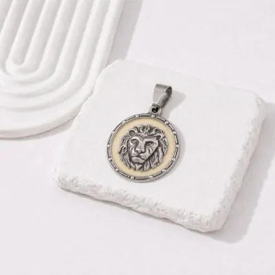 Dije Acero Medalla Zodiaco Leo