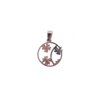Dije Acero Simple Flor Circulo