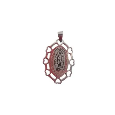 Dije Acero Simple Virgen Grande Borde Corazon