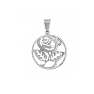 Dije Acero Simple Rosa
