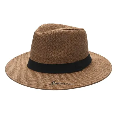 Sombrero Fedora Bordado Marron