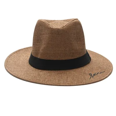 Sombrero Fedora Bordado Marron