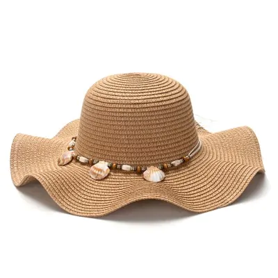 Sombrero Capelina Ondulada Piedras Beige