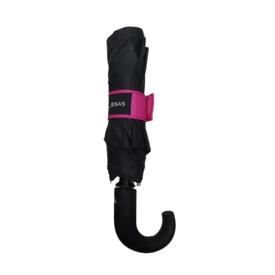 Paraguas Semi Automatico 21.5 Pulgadas Negro Cinta Fucsia