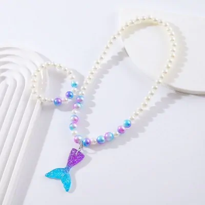 Set Infantil Collar Y Pulsera Sirena X6