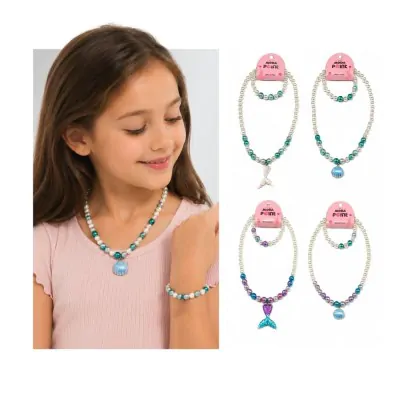 Set Infantil Collar Y Pulsera Sirena X6