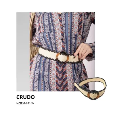 Cinturon Simil Rafia Estirable Bicolor Carey Crudo