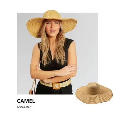 Sombrero Capelina Floppy Alas Con Fleco Camel