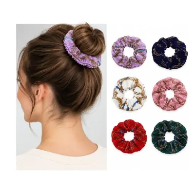 Scrunchies Plisado Estampado Cadena X12