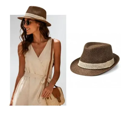Sombrero Tanguero Trilby Con Cinta Crema 1- Marron