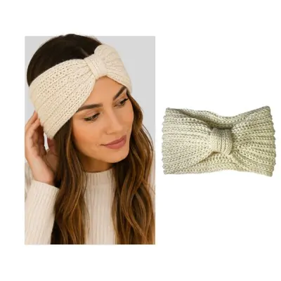 Vincha Turbante Tejido Beige