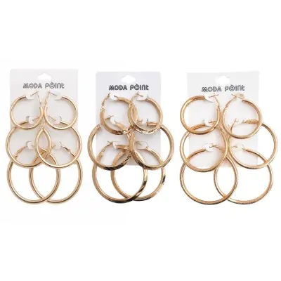 Argolla 3 Pares Gold L 4-5-6 X12