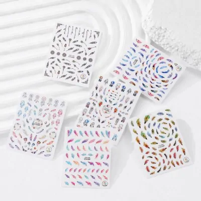 Sticker Para Uñas Pluma X12