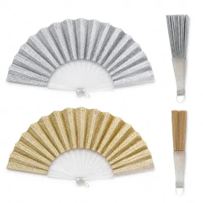 Abanico Glitter Liso Transparente X12