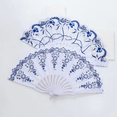 Abanico Bordado Azul X12