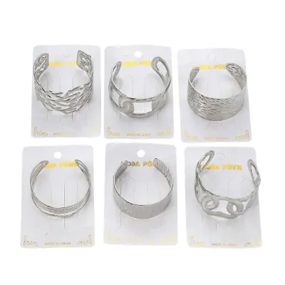 Pulsera Brazalete Xl Abstracto Plateado X6