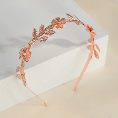 Vincha Delicada Metalica Flores Con Perlas X6