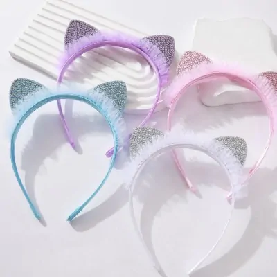 Vincha Infantil Tul Glitter Gato X6