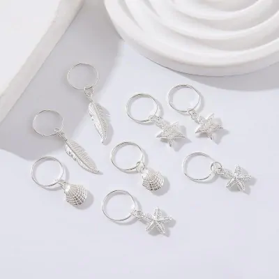Decoracion Cuff Para Trenzas Plateado X12