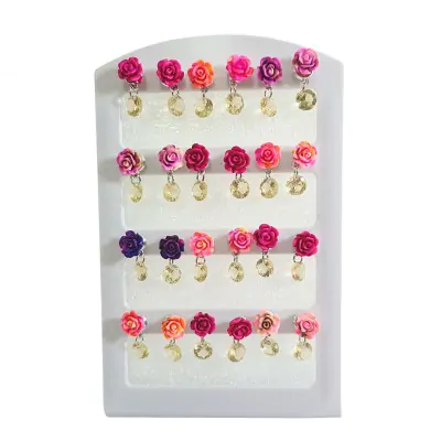 Aros Flor Pintado Cristal