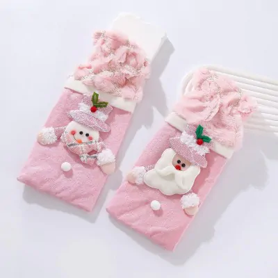 Funda Botella Navidad Bordada Rosa Peluche X6