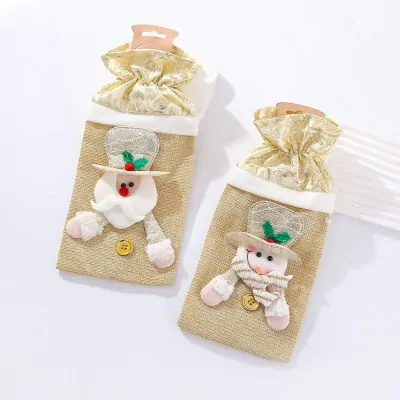 Funda Botella Navidad Bordada Dorado Glitter X6