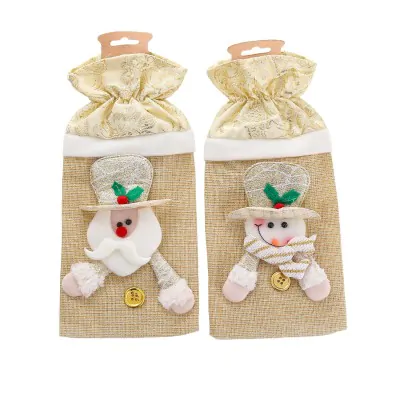 Funda Botella Navidad Bordada Dorado Glitter X6