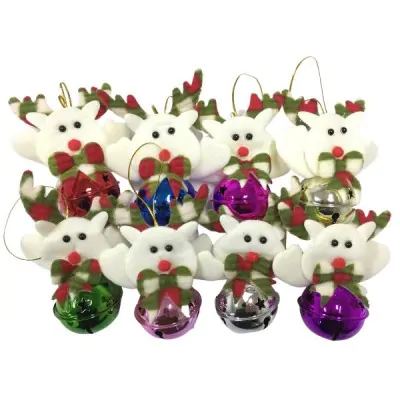 Colgante Navidad Campanilla Reno Cuernos Cuadrille X12