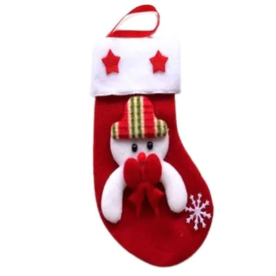 Medias Navidad Mini 15cm Snowman Rojo X6