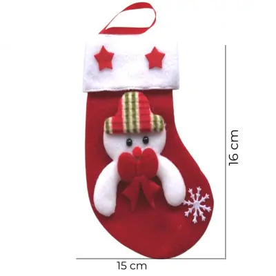 Medias Navidad Mini 15cm Snowman Rojo X6
