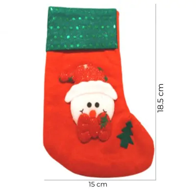 Medias Navidad Chico 18cm Snowman Gorro X6