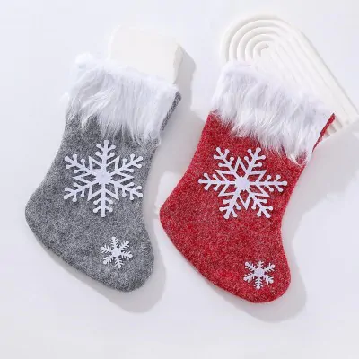 Medias Navidad Mediana 23cm Copo De Nieve X6