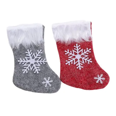 Medias Navidad Mediana 23cm Copo De Nieve X6