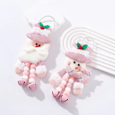 Colgante Navidad Piernas Pompon Rosa X6