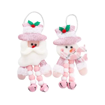 Colgante Navidad Piernas Pompon Rosa X6