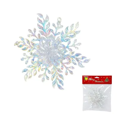 Colgante Navidad Rigido Copo De Nieve Holografico X6