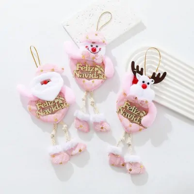 Colgante Navidad Piernas Botas Rosa X12