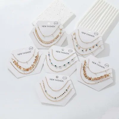 Collar Cadena Multiple Ojo Turco Hojas X6
