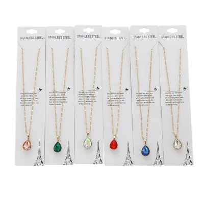 Collar Acero Gemas Gota X6