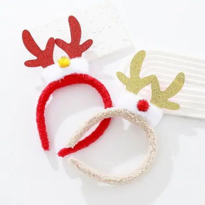 Vincha Navidad Reno Peluche Glitter X6