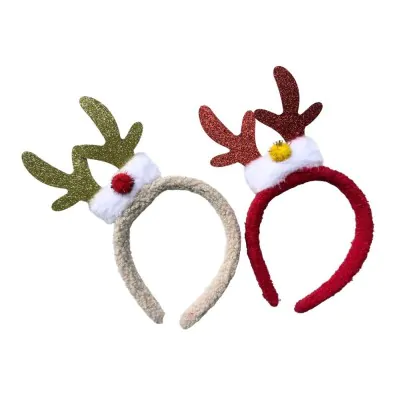 Vincha Navidad Reno Peluche Glitter X6