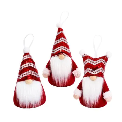 Colgante Navidad Duendes 3d Rojo Lentejuela X6