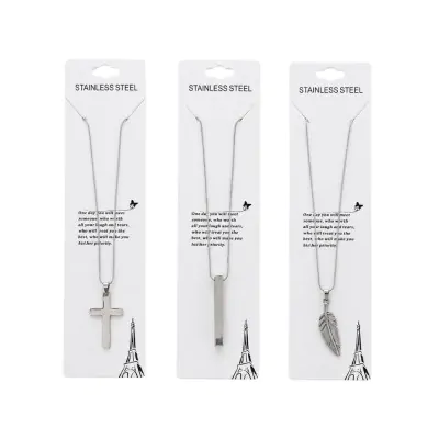 Collares Acero Dijes Formas Unisex Plateado X6