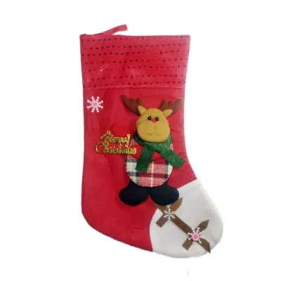 Medias Navidad Mediana 35cm - Reno Bufanda Merry Christmas