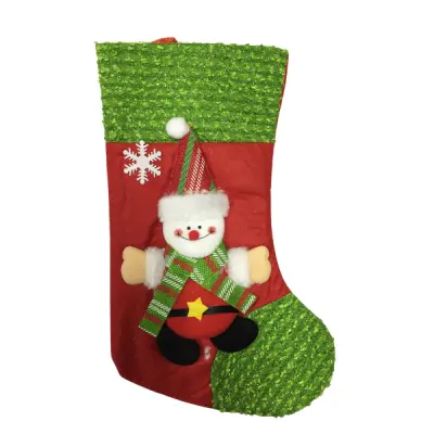 Medias Navidad Mediana 35cm - Muneco Nieve Bufanda