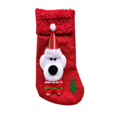 Medias Navidad Chica 18cm Perro Gorro X6