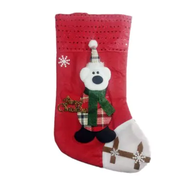 Medias Navidad Mediana 35cm - Oso Bufanda